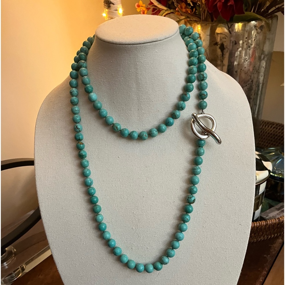 SIMON SEBAG 46” Turquoise & Sterling Necklace